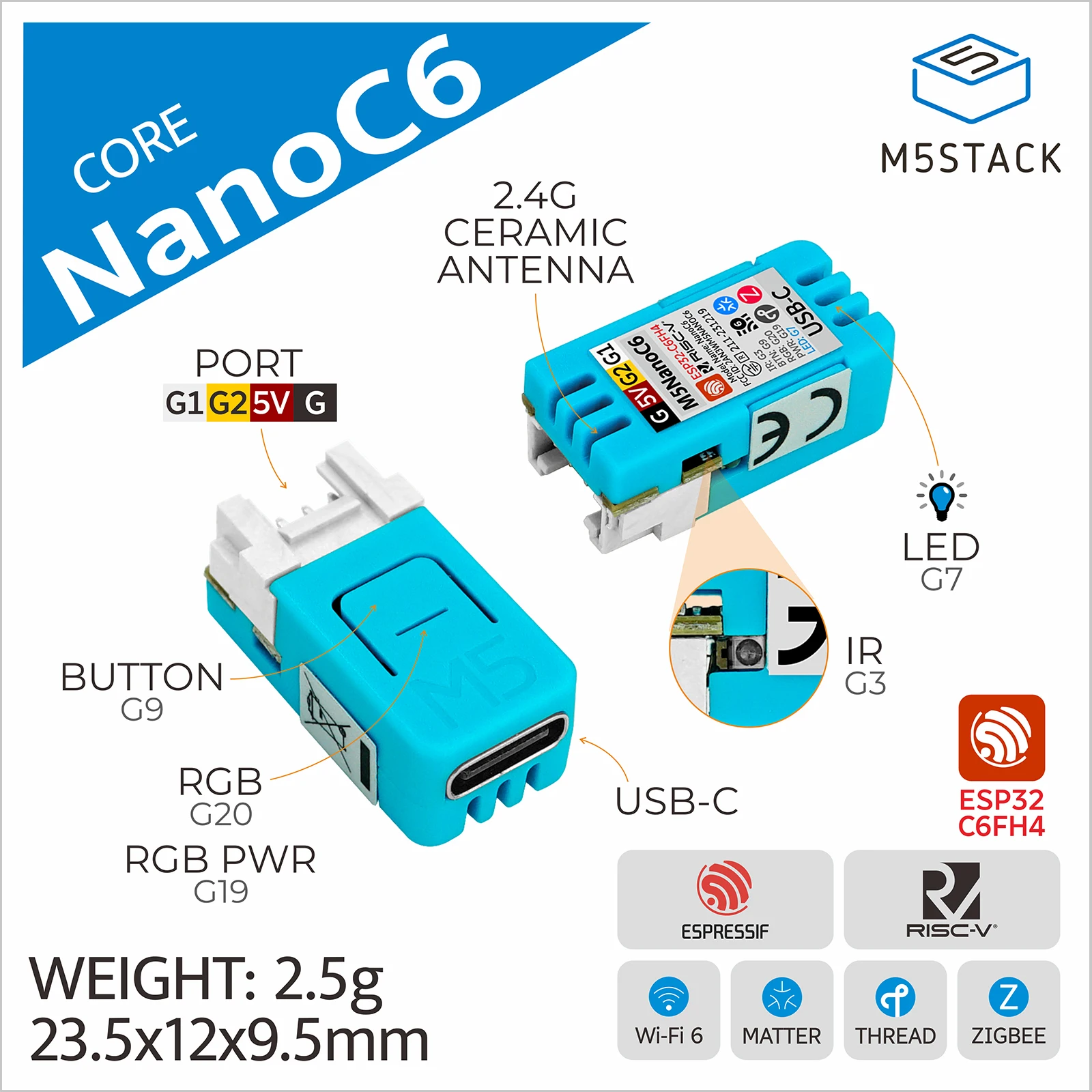 M5Stack NanoC6 ESP32-C6 Develo - đánh giá và giá Esp32 Smart Home Kit