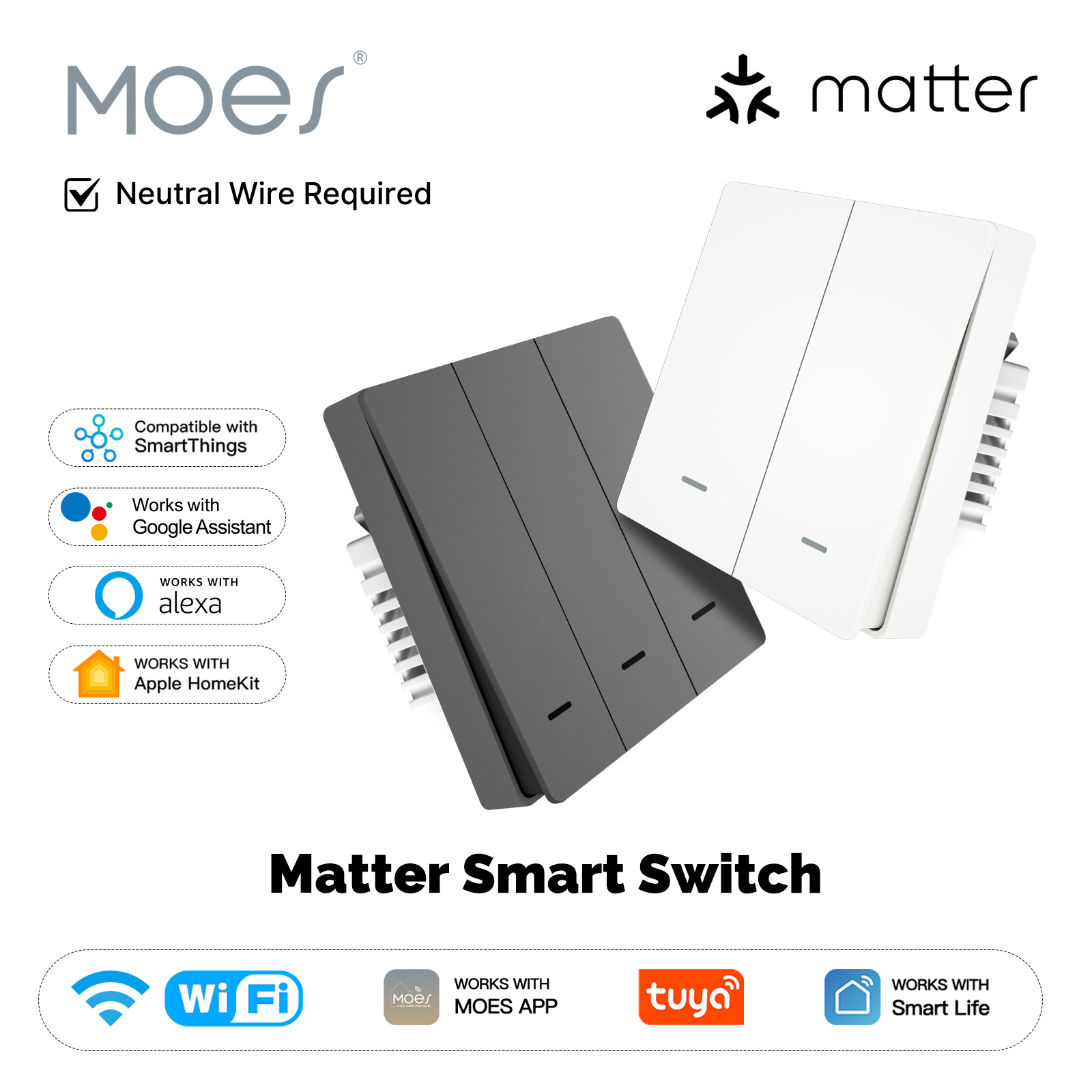MOES Matter Tuya WiFi Smart Li - đánh giá và giá Smart Light Switch Wifi